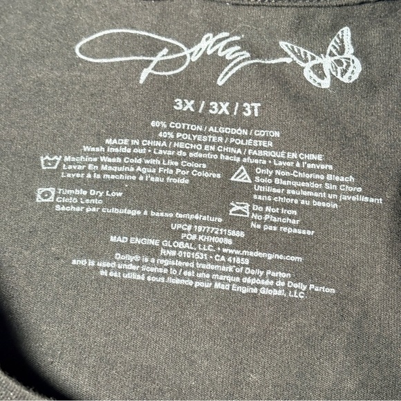 Dolly Parton Graphic Tee Oversized Concert Shirt Black Plus Size 3 - Picture 4 of 4